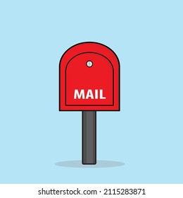 Mail Box Flat Vector, Post Office Box, Letter Box Full With Document Envelope Flat Vector Design Illustration 