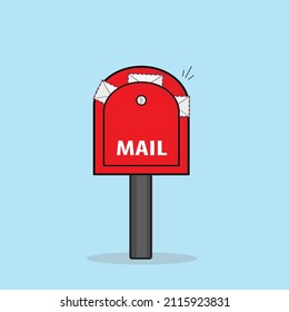 Mail Box Flat Vector, Post Office Box, Letter Box Full With Document Envelope Flat Vector Design Illustration 