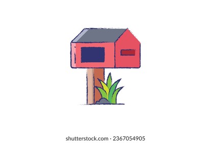 Mail Box hand drawn vector illustration