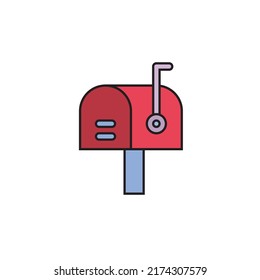 Mail-Box-Symbol gefüllt Umriss Stil Design. Briefkasten, Vektorgrafik. einzeln auf weißem Hintergrund