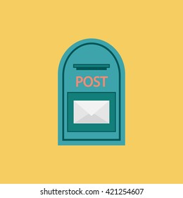 Mail box icon. Flat design. Vector illustration