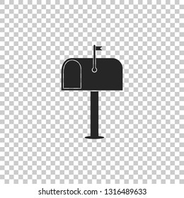 Mail box icon isolated on transparent background. Mailbox icon. Mail postbox on pole with flag. Flat design. Vector Illustration