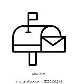 mail box icon. Line Art Style Design Isolated On White Background