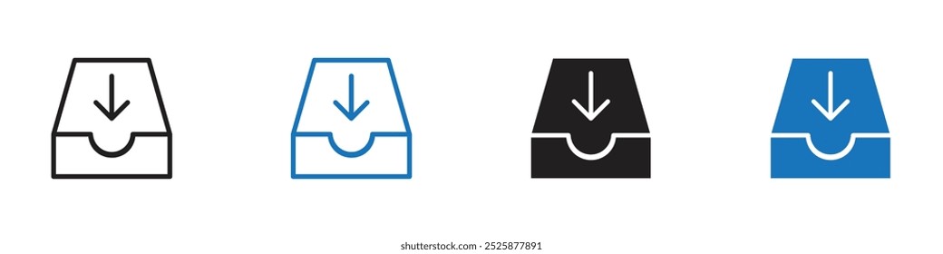 Icono de buzón de correo Vector de conjunto de gráficos lineales en negro