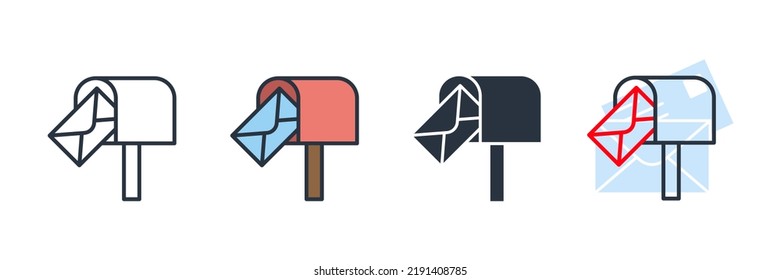 Mail box icon logo vector illustration. Postal box symbol template for graphic and web design collection