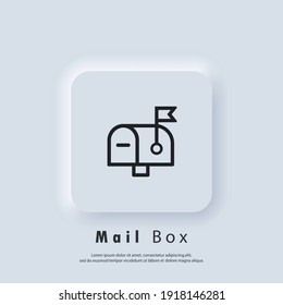 Mail Box icon. Newsletter logo. Envelope. Email and messaging icons. Email marketing campaign. Vector EPS 10. UI icon. Neumorphic UI UX white user interface web button. Neumorphism