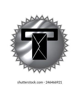 Mail box icon  on round sticker