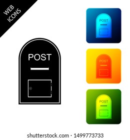 Mail box icon. Post box icon isolated. Set icons colorful square buttons. Vector Illustration