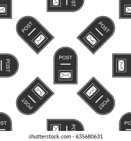 Mail box icon. Post box icon seamless pattern on white background. Vector Illustration