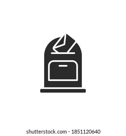 Mail box icon. Postbox letter with an envelope on the cover symbol. inbox, notification. Visualized of postage. Postal. Glyph or solid pictogram. Vector illustration Design on white background. EPS 10