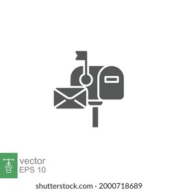 Mail box icon. Postbox letter with an envelope on the cover symbol. inbox, notification. Visualized of postage. Postal. Glyph or solid pictogram. Vector illustration Design on white background. EPS 10