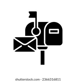 Mail box icon. Postbox letter with an envelope on the cover symbol. inbox, notification. Visualized of postage. Postal. Glyph or solid pictogram. Vector illustration Design on white background. EPS 10