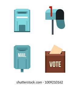 Mail box icon set. Flat set of mail box vector icons for web design isolated on white background