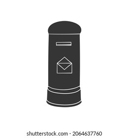 Mail Box Icon Silhouette Illustration. Postal Post  Vector Graphic Pictogram Symbol Clip Art. Doodle Sketch Black Sign.