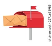 Mail box with letter icon. mailbox envelope correspondence postal mail. Vector illustration. Eps 10.