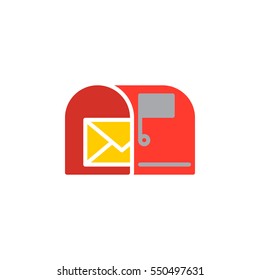 Mail box with letter icon vector, filled flat sign, solid colorful pictogram isolated on white. Symbol, logo illustration
