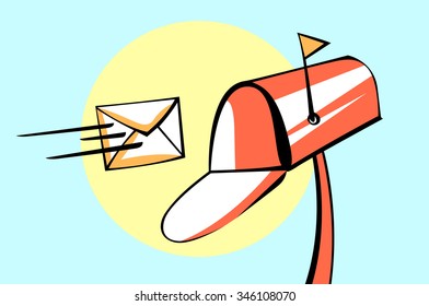 Mail Box With Letter in Pop Art Style. 