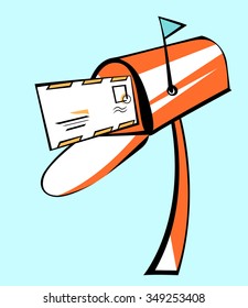 Mail Box With Letter in Pop Art Style. 