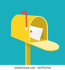 Mail box with letter. Vector illustration.