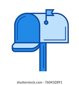 Mail box line icon isolated on white background. Mail box line icon for infographic, website or app. Blue icon designed on a grid system.