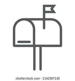 Mail box line icon, letter and post, mailbox sign, vector graphics, a linear pattern on a white background, eps 10.