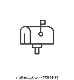 Mail box line icon, outline vector sign, linear style pictogram isolated on white. Mailbox symbol, logo illustration. Editable stroke