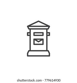 Mail box line icon, outline vector sign, linear style pictogram isolated on white. Symbol, logo illustration. Editable stroke