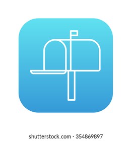 Mail box line icon for web, mobile and infographics. Vector white icon on the blue gradient square with rounded corners isolated on white background.