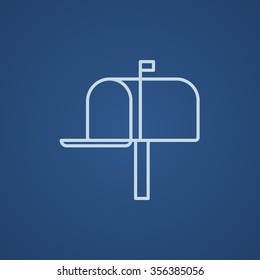 Mail box line icon for web, mobile and infographics. Vector light blue icon isolated on blue background.