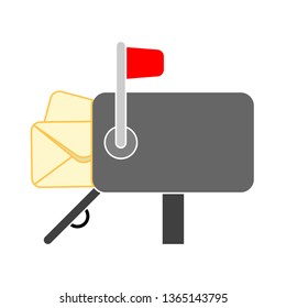 mail box - mailbox with yellow envelopes. Vector illustration