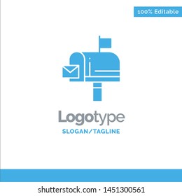 Mail, Box, Message, Email Blue Solid Logo Template. Place for Tagline