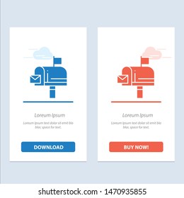 Mail, Box, Message, Email  Blue and Red Download and Buy Now web Widget Card Template. Vector Icon Template background