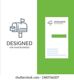 Mail, Box, Message, Email Grey Logo Design and Business Card Template