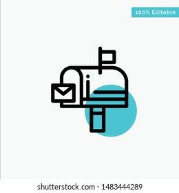 Mail, Box, Message, Email turquoise highlight circle point Vector icon