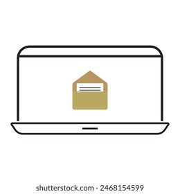 mail box on laptop screen, icon