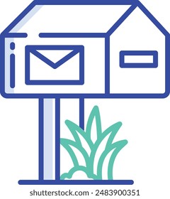 Mail Box outline color vector illustration