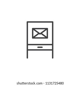 Mail box outline icon. linear style sign for mobile concept and web design. Post box simple line vector icon. Symbol, logo illustration. Pixel perfect vector graphics