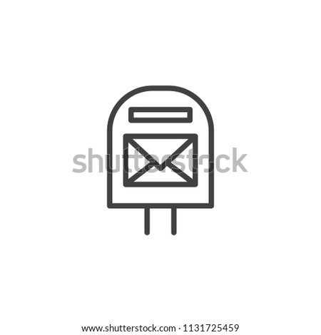 Mail box outline icon. linear style sign for mobile concept and web design. Post box simple line vector icon. Symbol, logo illustration. Pixel perfect vector graphics