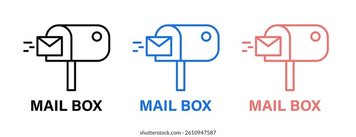 mail box outline style icon set isolated on white background