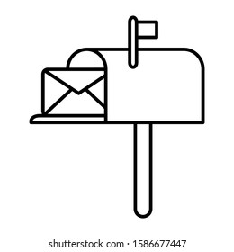 Mail box postal icon design. Mail box postal icon in modern outline style design. Vector illustration.