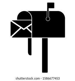 Mail box postal icon design. Mail box postal icon in modern silhouette style design. Vector illustration.