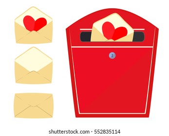 Mail box with set lover letter on Valentine day.