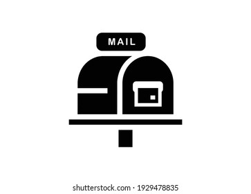 Briefkasten. Einfache Illustration auf Schwarz-Weiß.