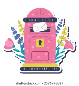 Mail box sticker isolated cartoon illustration on the white background