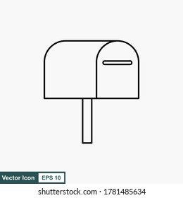 Mail box symbol flat style. Vector illustration icon isolated on white background.