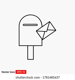 Mail box symbol flat style. Vector illustration icon isolated on white background.