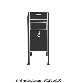 Mail Box USA Icon Silhouette Illustration. Letterbox Vector Graphic Pictogram Symbol Clip Art. Doodle Sketch Black Sign.