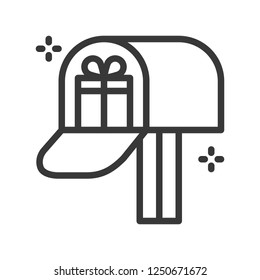 Mail box vector, Christmas related line design icon