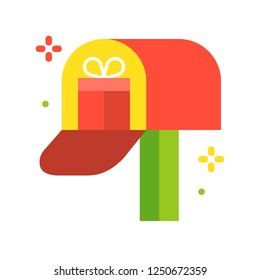 Mail box vector, Christmas related flat design icon