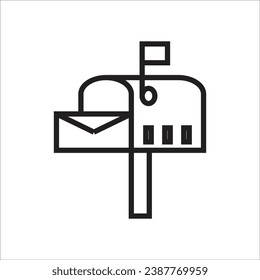 línea de icono de vector de cuadro de correo nueva